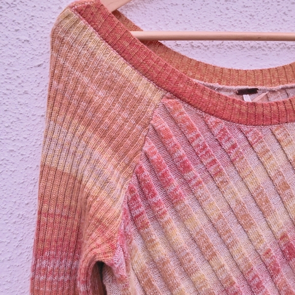 ⛔️Free People Ribbed Sunset Rainbow Pullover Sweater L - Picture 6 of 7